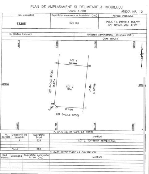 Teren 526 mp, Tunari, autoriza?ie construc?ie - 1