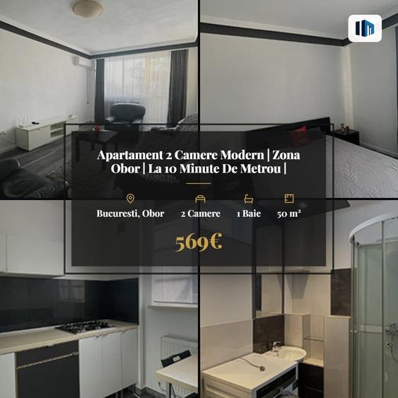 Apartament cu 2 camere semidecomandat, mobilat în Obor