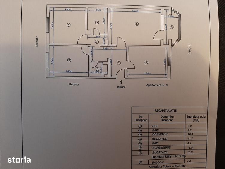 Apartament cu 3 camere decomandat în Central