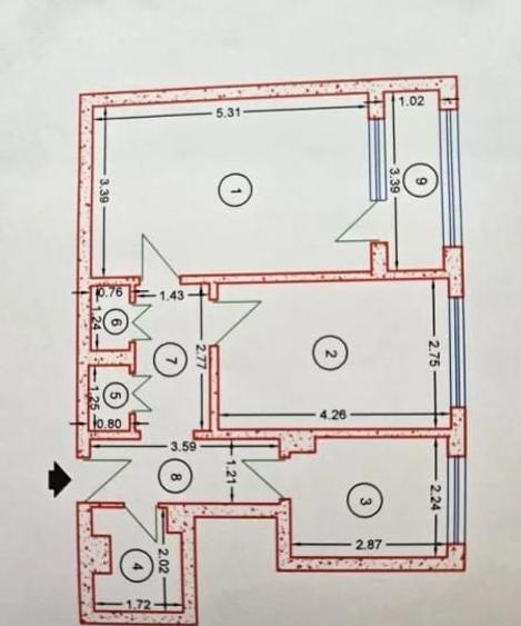 Apartament cu 2 camere semidecomandat în Pantelimon