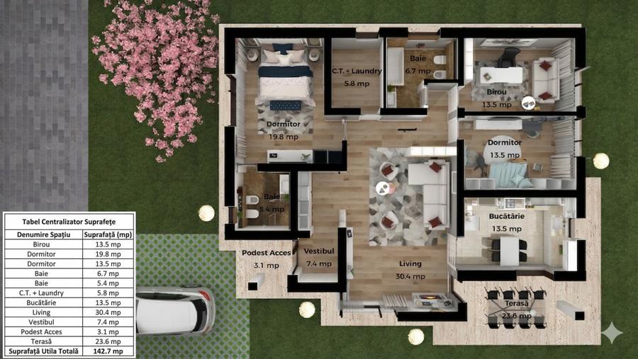 Casă individuală cu 4 camere cu Teren 478 Mp în Corbeanca