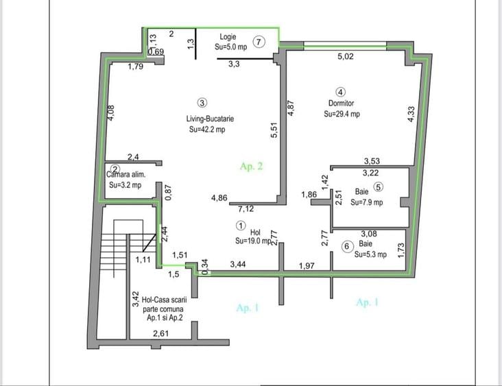 Apartament cu 2 camere decomandat în Central