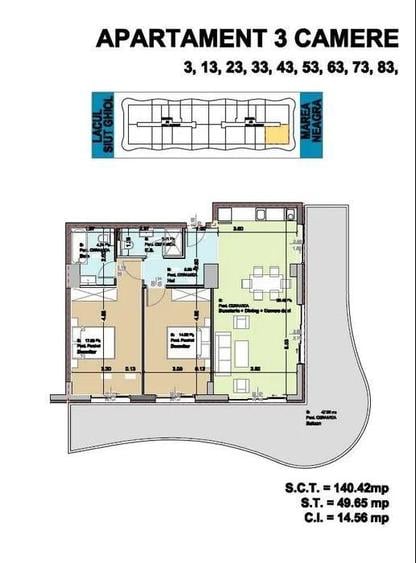 Apartament cu 3 camere în Central