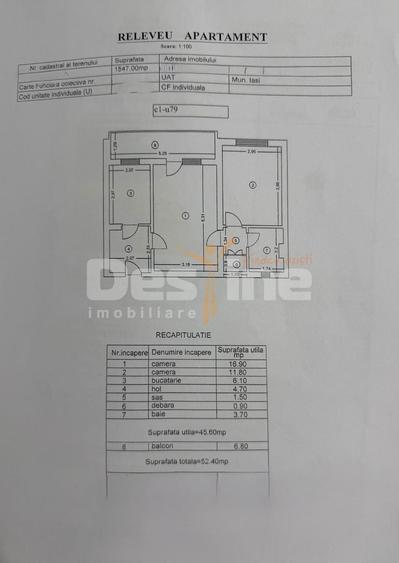 Apartament cu 2 camere semidecomandat, mobilat în Tătărași
