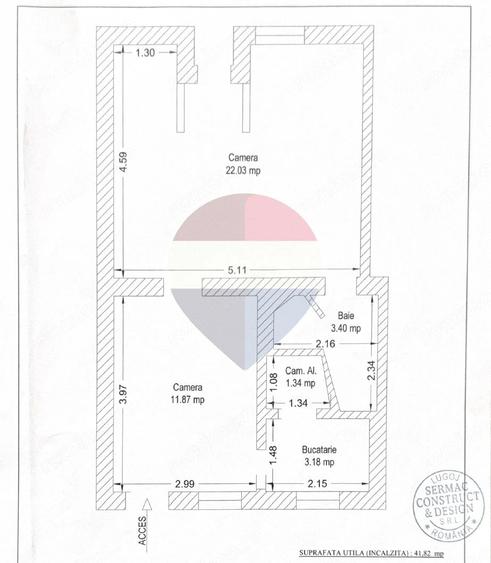 Apartament cu 2 camere semidecomandat în Drăgășani