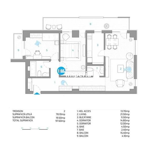 Apartament cu 3 camere decomandat în Aeroport
