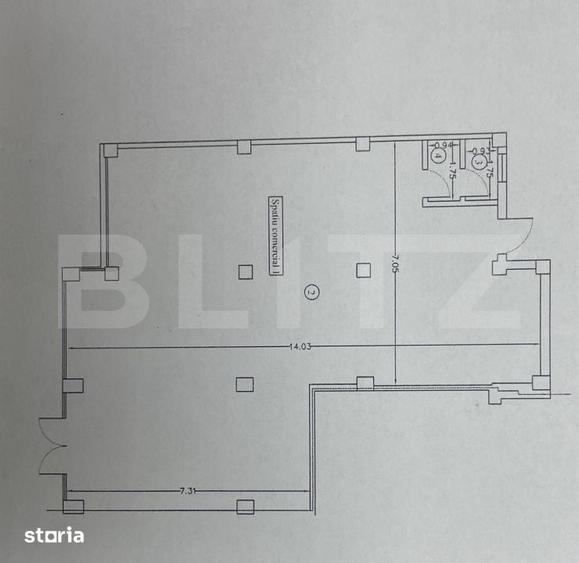 Spațiu comercial, de 112.8 mp, în Central