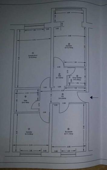 Apartament cu 3 camere decomandat în Craiter