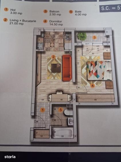 Apartament cu 2 camere în Chiajna