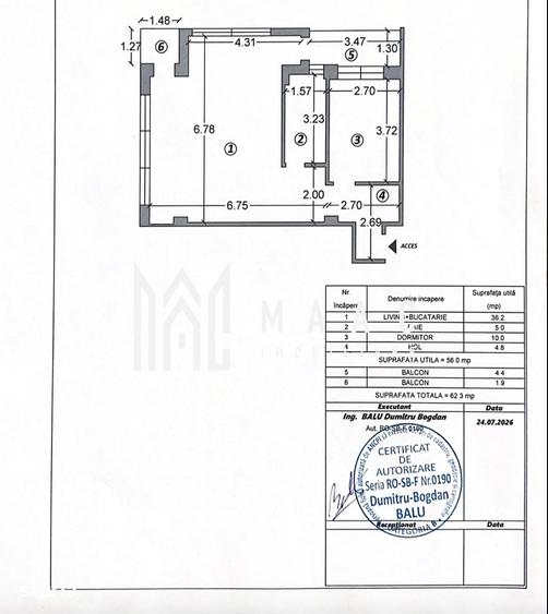 Apartament cu 2 camere în Șelimbăr
