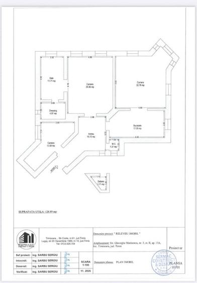 Apartament cu 3 camere decomandat, mobilat în Fabric