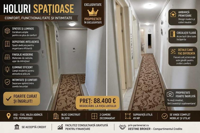 Apartament cu 2 camere decomandat în Cug