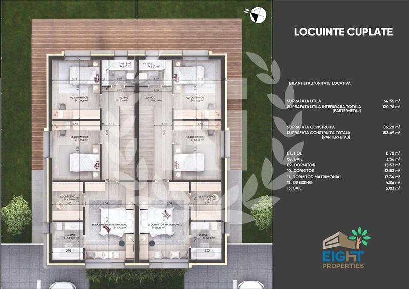 Duplex cu 4 camere cu Canalizare în Balotești