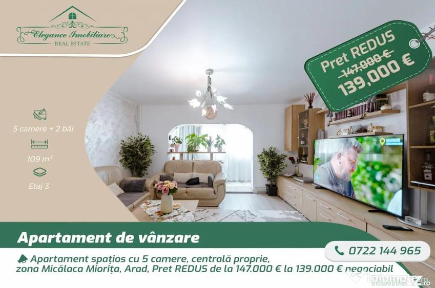 Apartament cu 5 camere decomandat în Micălaca