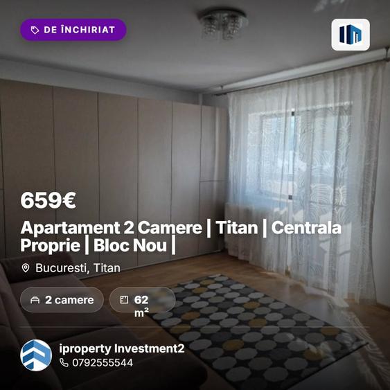 Apartament cu 2 camere decomandat, mobilat în Titan