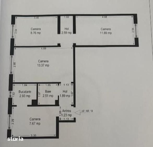 Apartament cu 4 camere semidecomandat în Șagului