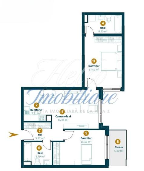 Apartament cu 3 camere semidecomandat în Între Lacuri
