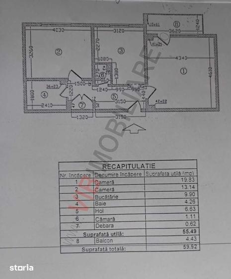 Apartament cu 2 camere în Tei