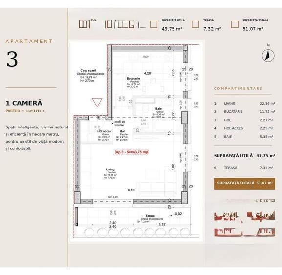 Apartament cu 2 camere decomandat în Soarelui