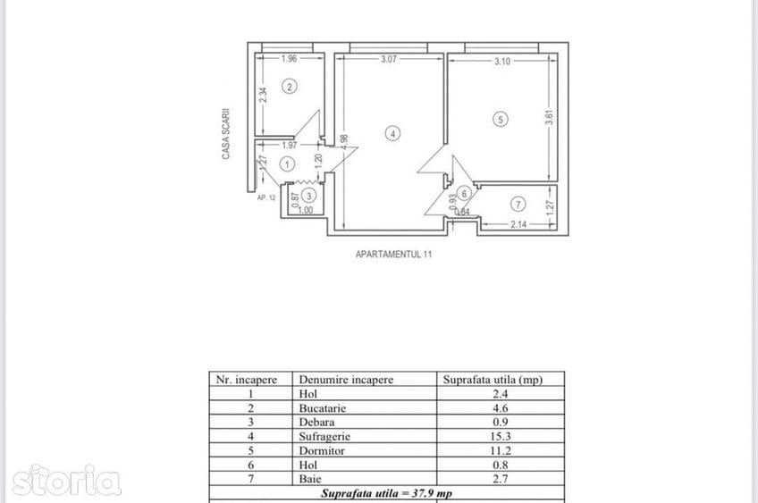 Apartament cu 2 camere nedecomandat în Ultracentral