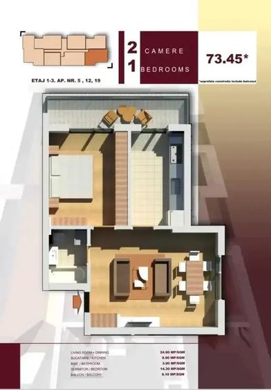 Apartament cu 2 camere decomandat în Pantelimon