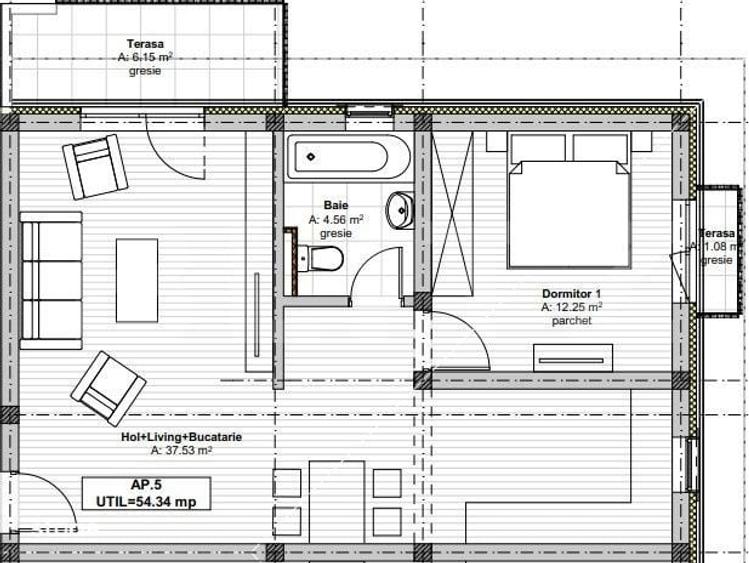 Apartament cu 2 camere în Ghiroda
