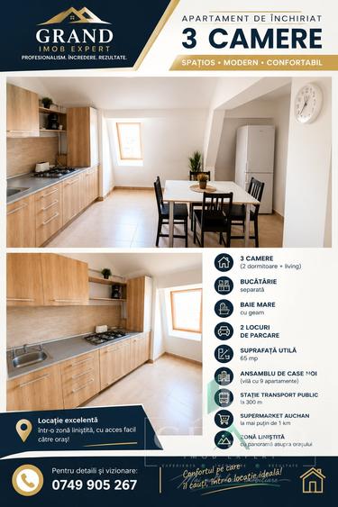 Apartament cu 3 camere decomandat, mobilat în Iris