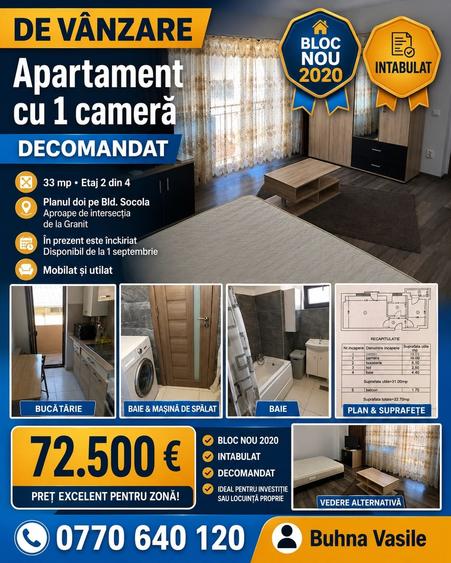 Garsonieră decomandată în Podu Roș