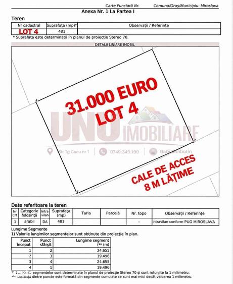 Teren de 481 mp, în Miroslava