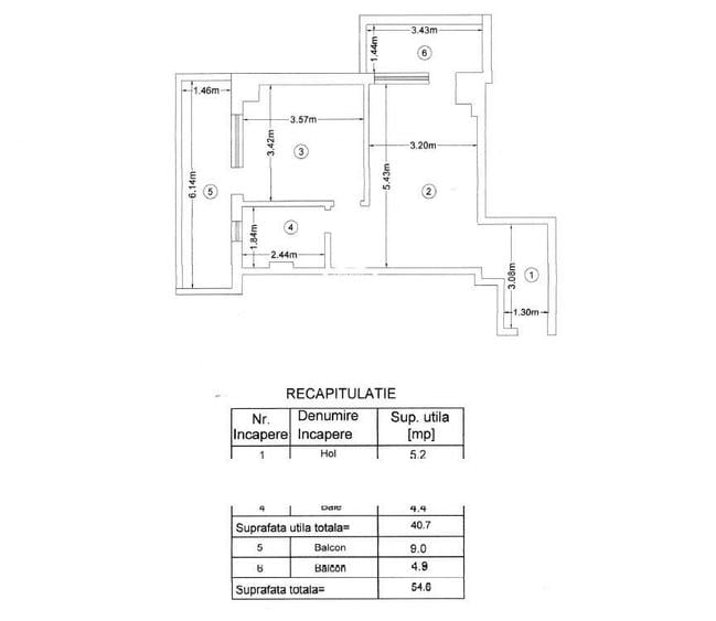 Apartament cu 2 camere semidecomandat în Bucium