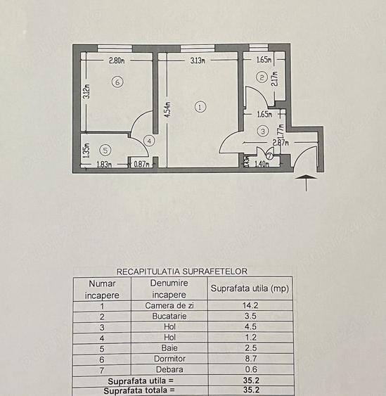 Apartament cu 2 camere semidecomandat în Trivale
