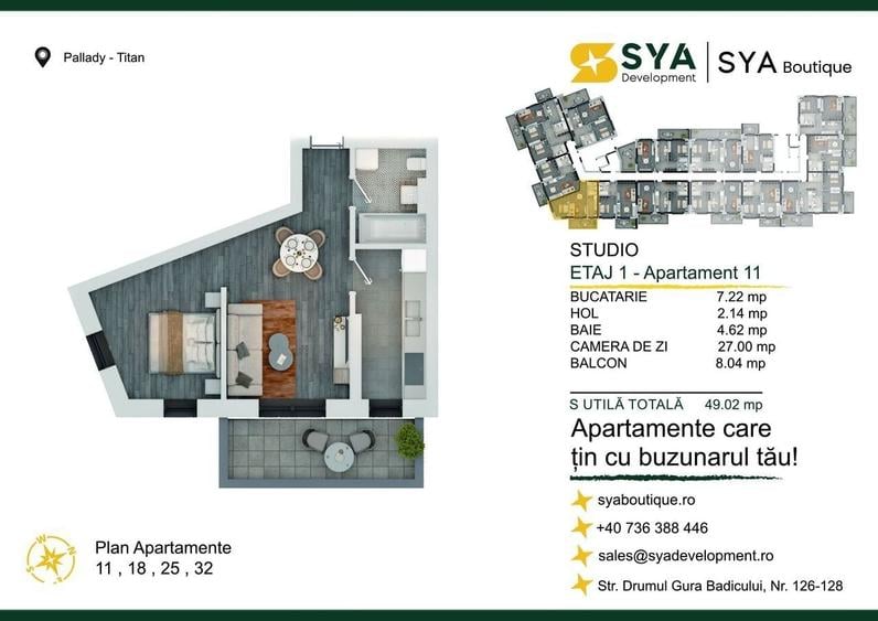 Apartament cu 2 camere în Titan