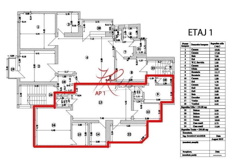 Apartament cu 3 camere semidecomandat în Libertății