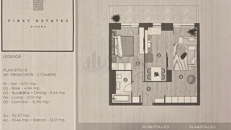 Apartament cu 2 camere decomandat în Central