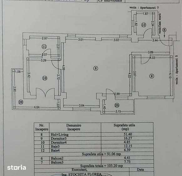 Apartament cu 3 camere în Central