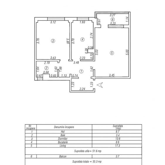 Apartament cu 2 camere decomandat în Tomis Nord