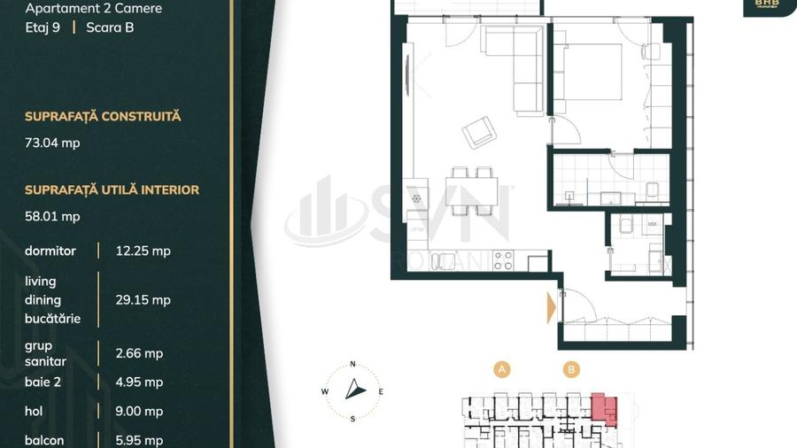 Apartament cu 2 camere semidecomandat în Barbu Văcărescu