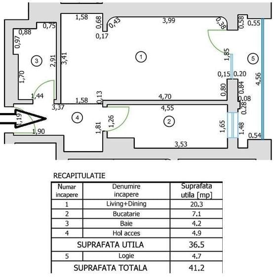 Garsonieră decomandată în Central
