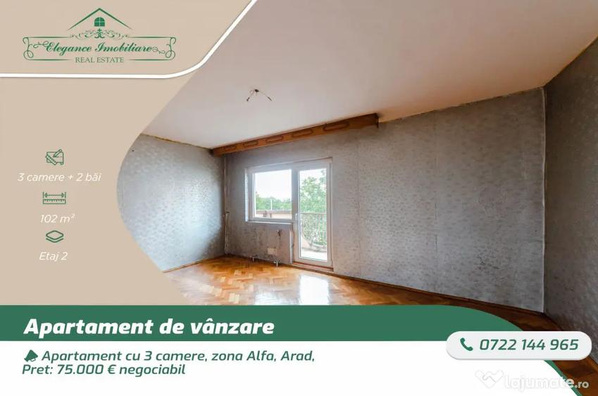 Apartament cu 3 camere, zona Alfa, Arad - 1