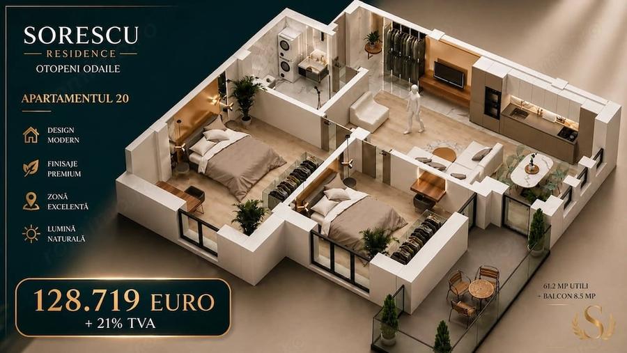 Apartament cu 2 camere decomandat în Central