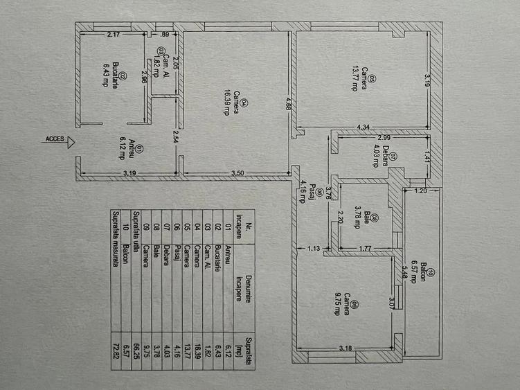 Apartament cu 3 camere semidecomandat în Ultracentral