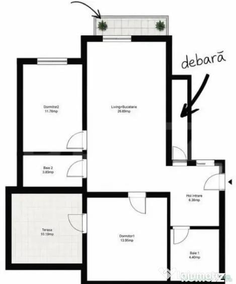 Apartament cu 3 camere semidecomandat în Semicentral