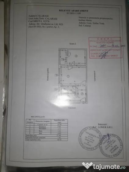 Apartament cu 2 camere nedecomandat în Central