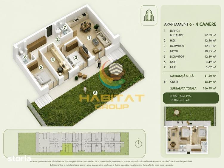 Vanzare Apartament 4 camere 81 mp | curte 85 mp - Pope?ti Leordeni | M - 1