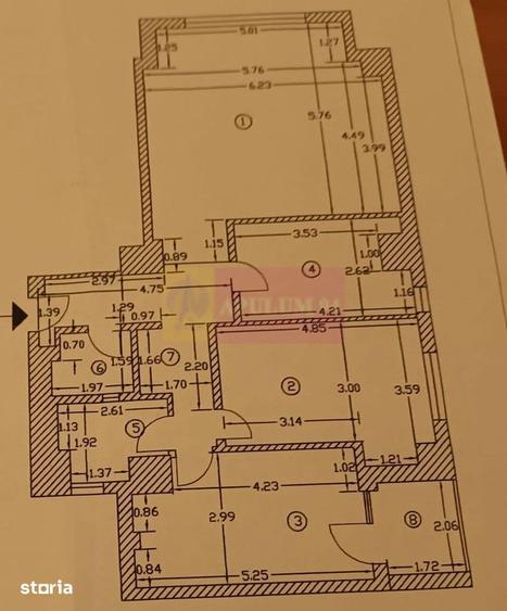 Apartament cu 3 camere decomandat, mobilat în Unirii