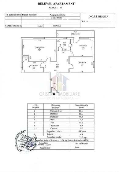 Apartament cu 3 camere decomandat în Viziru 3