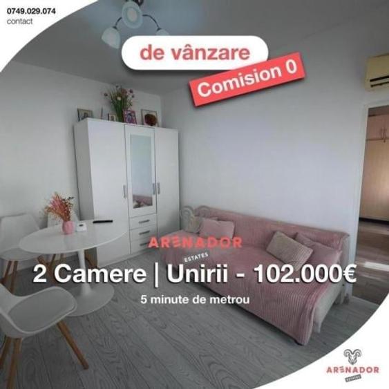 Apartament cu 2 camere, mobilat în Unirii