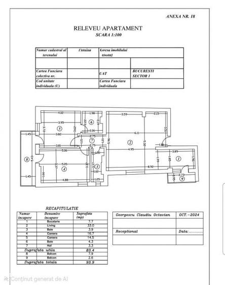 Apartament cu 3 camere semidecomandat în Dămăroaia