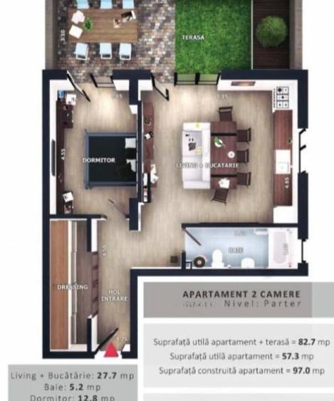 Apartament cu 2 camere semidecomandat în Florești — fotografia 2