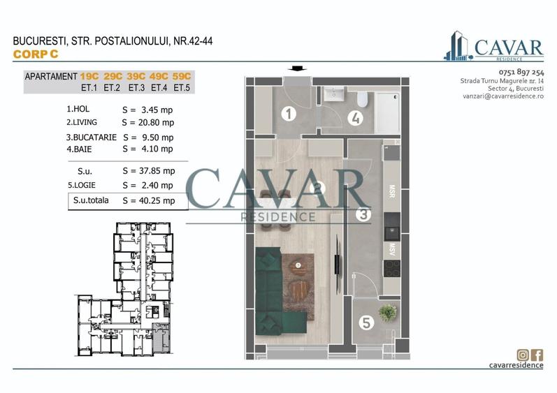 Garsonieră decomandată în Brâncoveanu